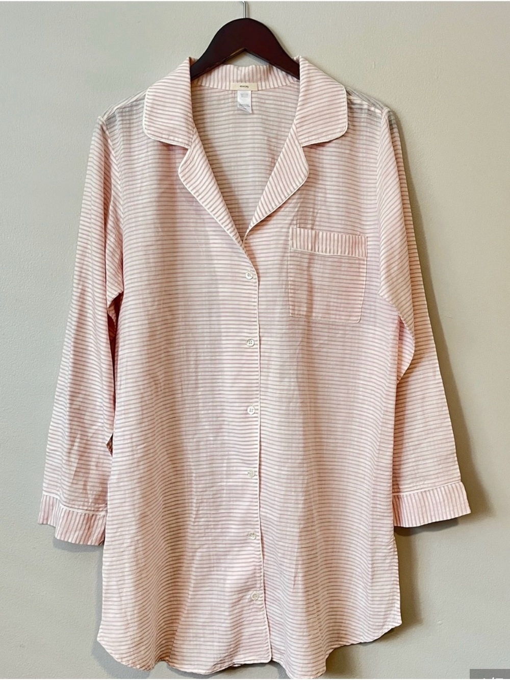 Eberjey pink & white striped sleep shirt - women’s size small